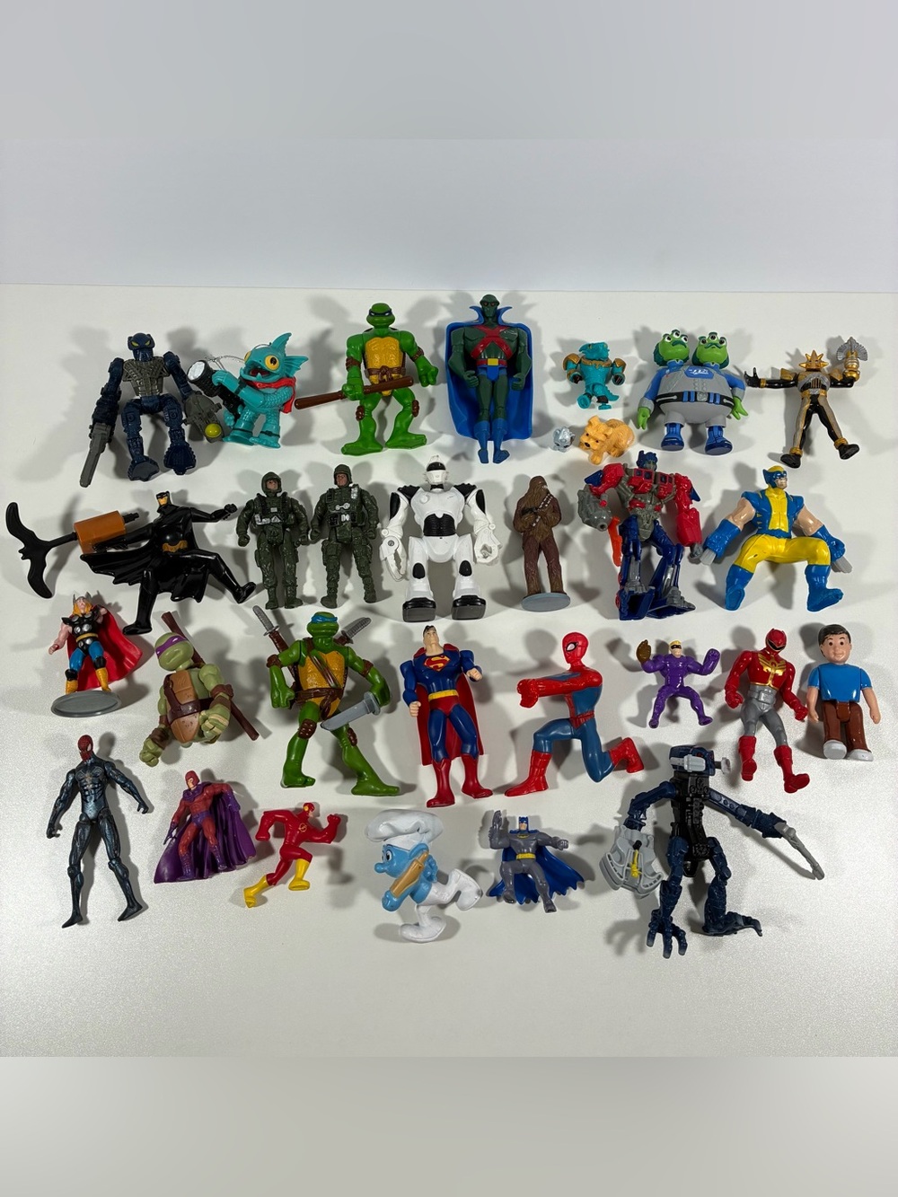 Lot of 28 Assorted Action Figures Ninja Turtles Batman Spider-Man McDonald’s VTG